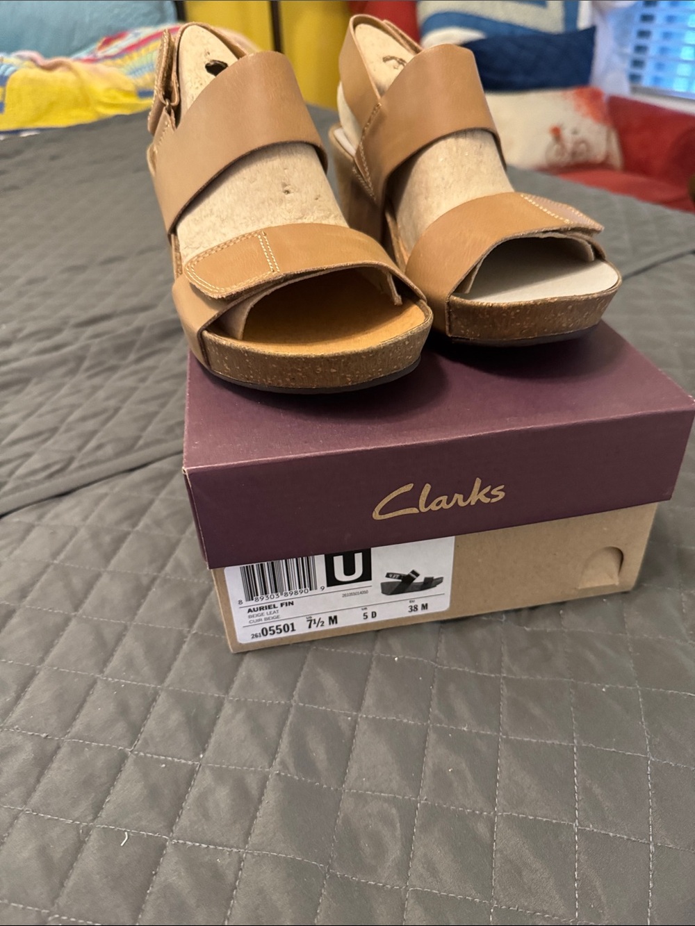 Clarks Women’s Tan/Brown Leather Platform Sandals